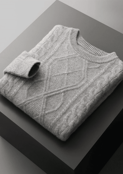 Men's Cable Knit Crew Neck Sweater for Winter Layering - Nalani - UK Fashion Clothing and Decor
