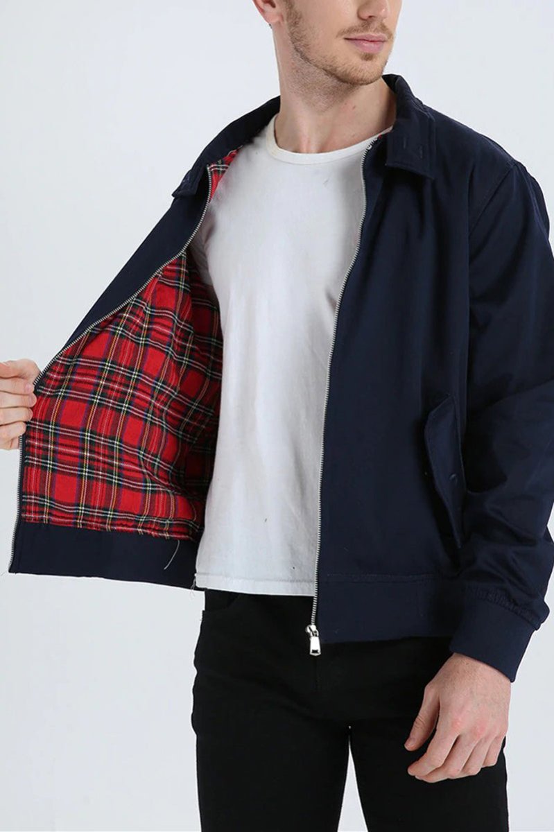 Men’s Classic Harrington Jacket - Lightweight Zip-Up Bomber Coat - Nalani - Fashion Clothing and Decor