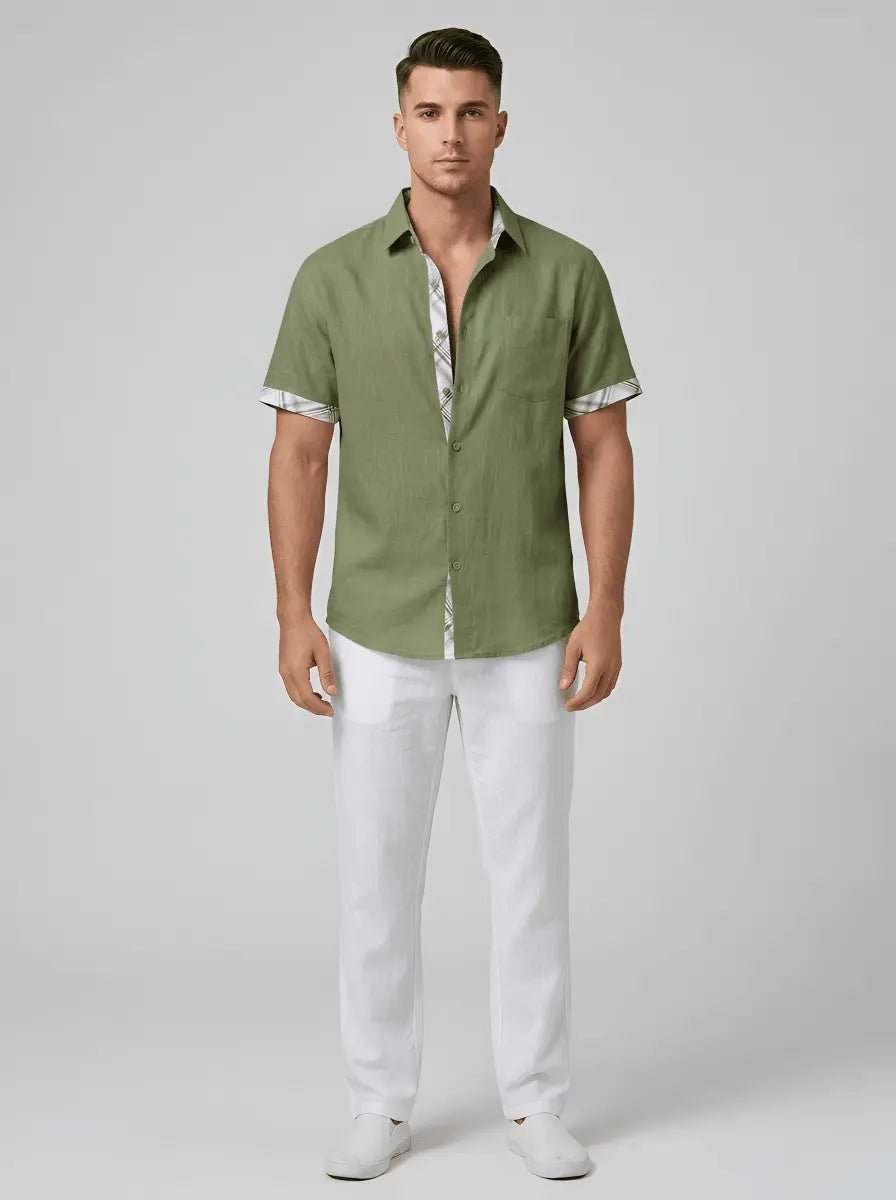 Mens Cotton Short Sleeve Button Front Shirt for Summer – NaLani