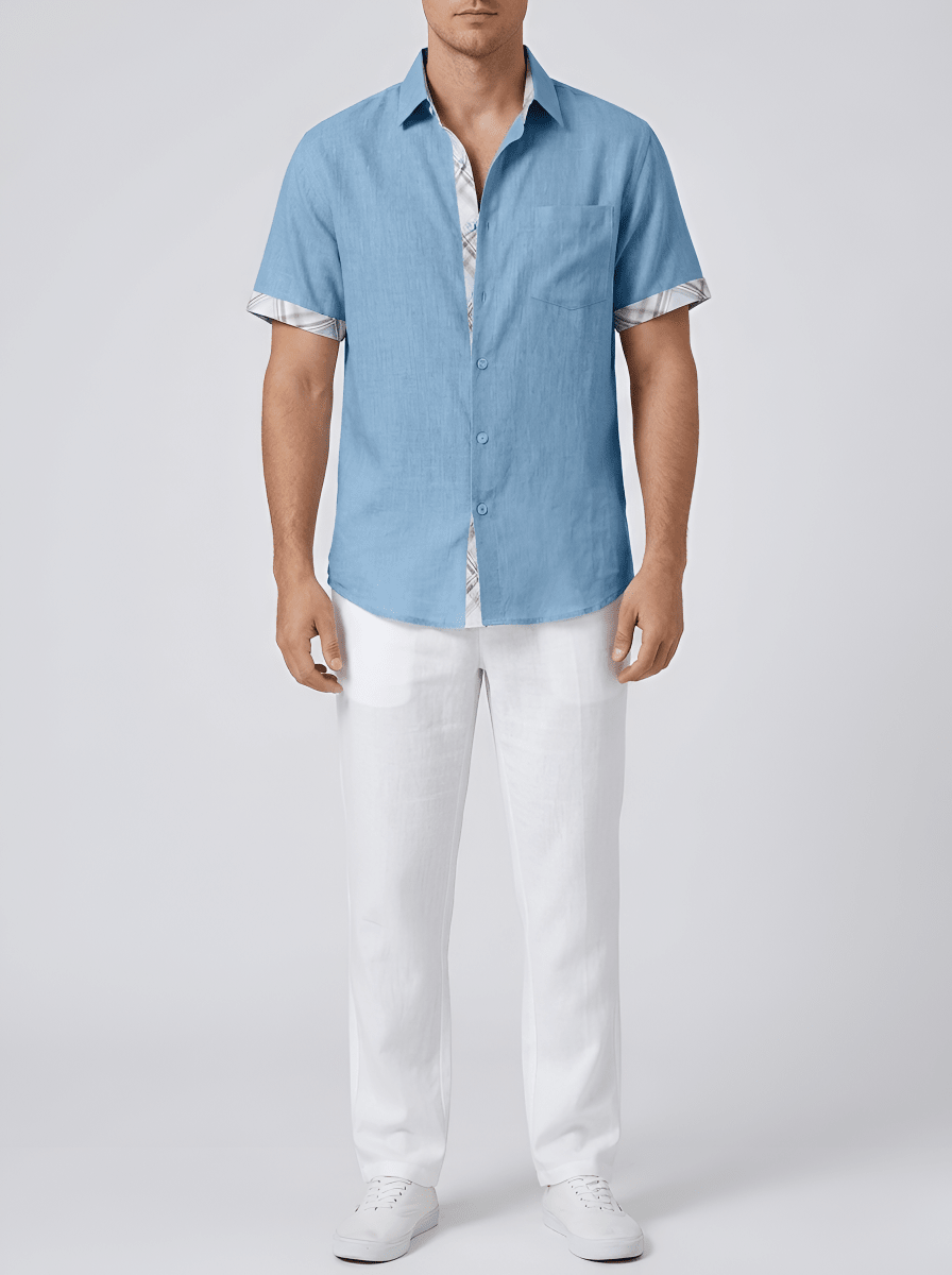 Men's Cotton Short Sleeve Button Front Shirt for Summer Casual - Nalani - UK and AUS Fashion Clothing and Decor