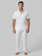 Men's Cotton Short Sleeve Button Front Shirt for Summer Casual - Nalani - UK and AUS Fashion Clothing and Decor