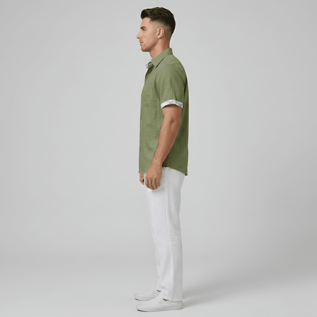 Men's Cotton Short Sleeve Button Front Shirt for Summer Casual - Nalani - UK and AUS Fashion Clothing and Decor