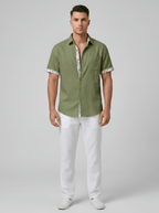 Men's Cotton Short Sleeve Button Front Shirt for Summer Casual - Nalani - UK and AUS Fashion Clothing and Decor