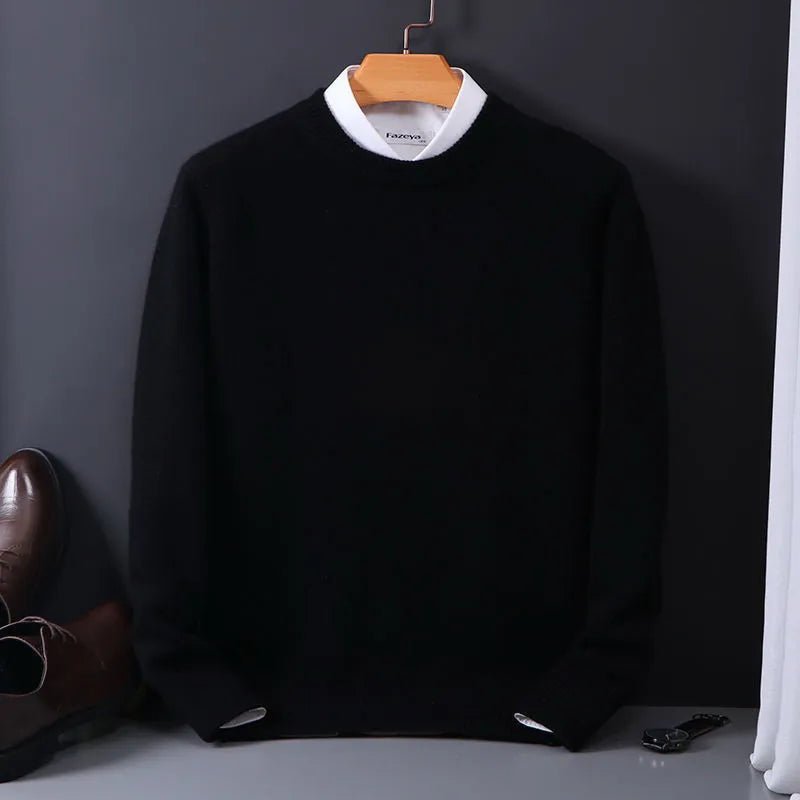 Mens Crew Neck Sweater With Ribbed Hem And Cuffs Classic Knitwear - Nalani - UK Fashion Clothing and Decor