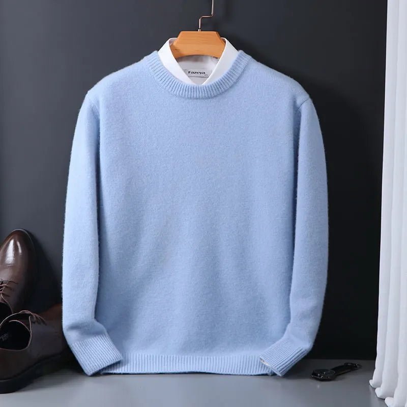 Mens Crew Neck Sweater With Ribbed Hem And Cuffs Classic Knitwear - Nalani - UK Fashion Clothing and Decor