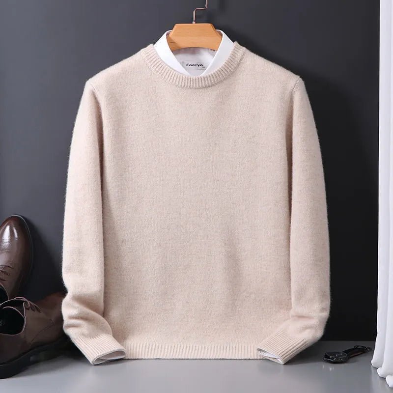 Mens Crew Neck Sweater With Ribbed Hem And Cuffs Classic Knitwear - Nalani - UK Fashion Clothing and Decor