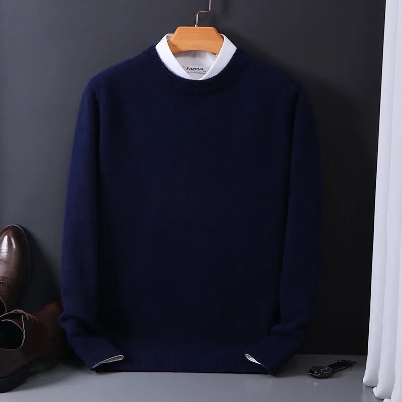Mens Crew Neck Sweater With Ribbed Hem And Cuffs Classic Knitwear - Nalani - UK Fashion Clothing and Decor