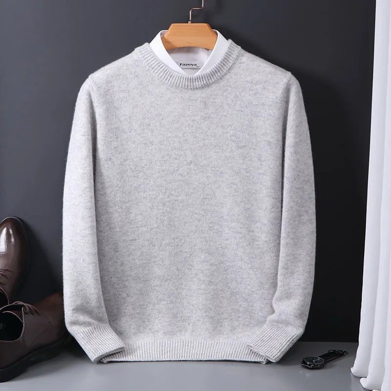 Mens Crew Neck Sweater With Ribbed Hem And Cuffs Classic Knitwear - Nalani - UK Fashion Clothing and Decor