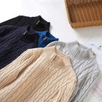 Mens Half Zip Cable Knit Sweater For Classic Winter Layer - Nalani - UK Fashion Clothing and Decor