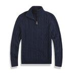 Mens Half Zip Cable Knit Sweater For Classic Winter Layer - Nalani - UK Fashion Clothing and Decor