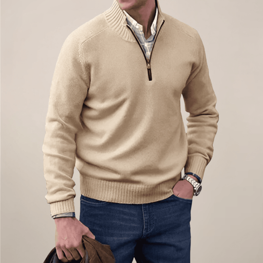 Mens Half Zip Knit Sweater For Smart Casual Wardrobe Essential - Nalani - UK Fashion Clothing and Decor