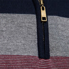Mens Half Zip Knitted Sweater With Bold Stripes For Autumn Winter - Nalani - UK Fashion Clothing and Decor