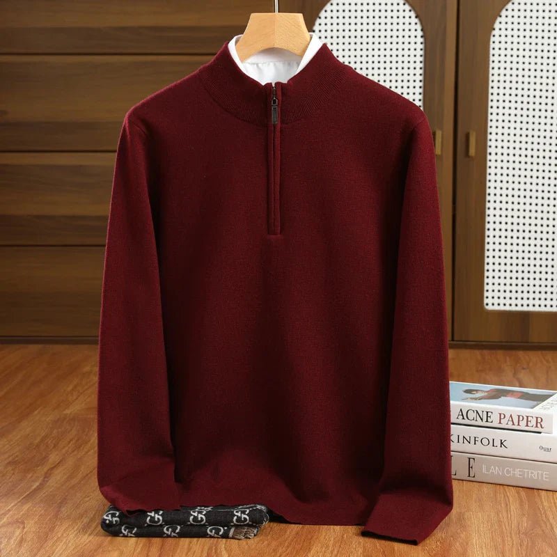 Men's Half Zip Mock Neck Pullover Tailored Fit Layering Essential - Nalani - UK Fashion Clothing and Decor