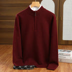 Men's Half Zip Mock Neck Pullover Tailored Fit Layering Essential - Nalani - UK Fashion Clothing and Decor