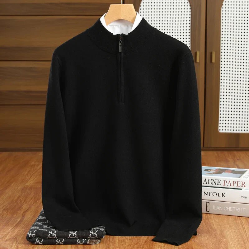 Men's Half Zip Mock Neck Pullover Tailored Fit Layering Essential - Nalani - UK Fashion Clothing and Decor