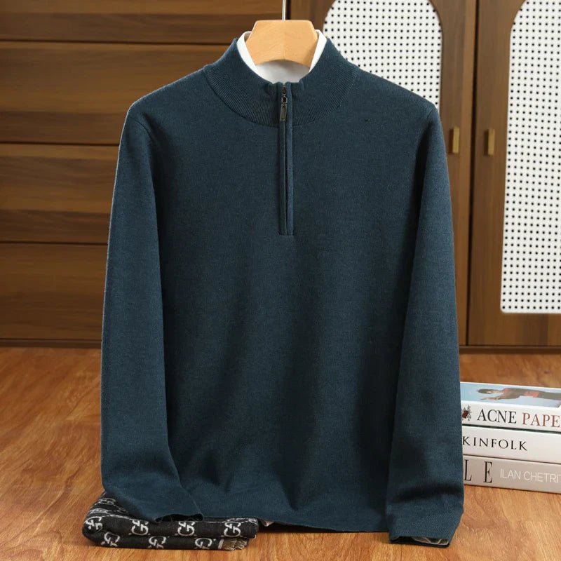 Men's Half Zip Mock Neck Pullover Tailored Fit Layering Essential - Nalani - UK Fashion Clothing and Decor