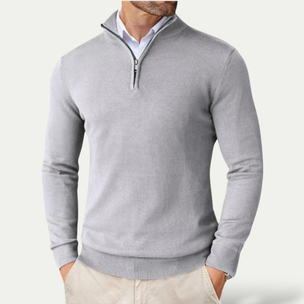Mens Half Zip Pullover Sweater For Casual Long Sleeve Comfort - Nalani - UK Fashion Clothing and Decor