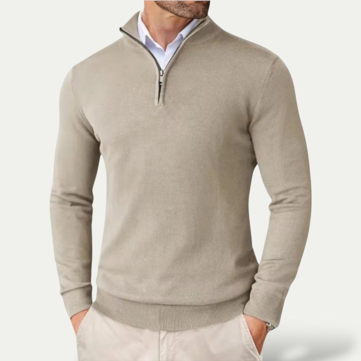 Mens Half Zip Pullover Sweater For Casual Long Sleeve Comfort - Nalani - UK Fashion Clothing and Decor
