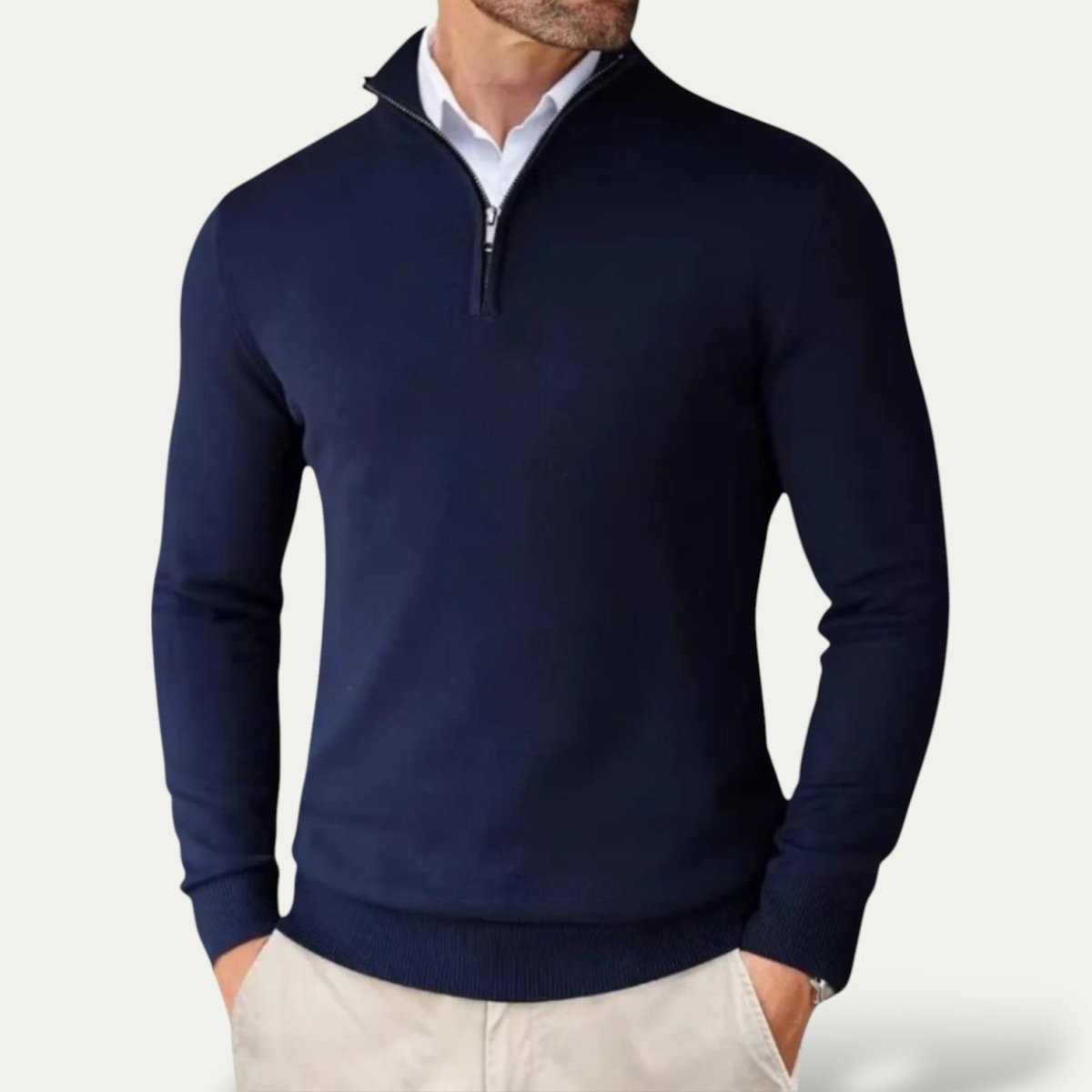 Mens Half Zip Pullover Sweater For Casual Long Sleeve Comfort - Nalani - UK Fashion Clothing and Decor