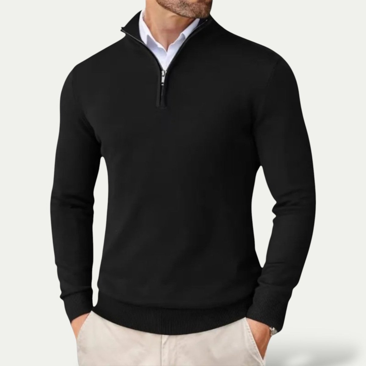 Mens Half Zip Pullover Sweater For Casual Long Sleeve Comfort - Nalani - UK Fashion Clothing and Decor