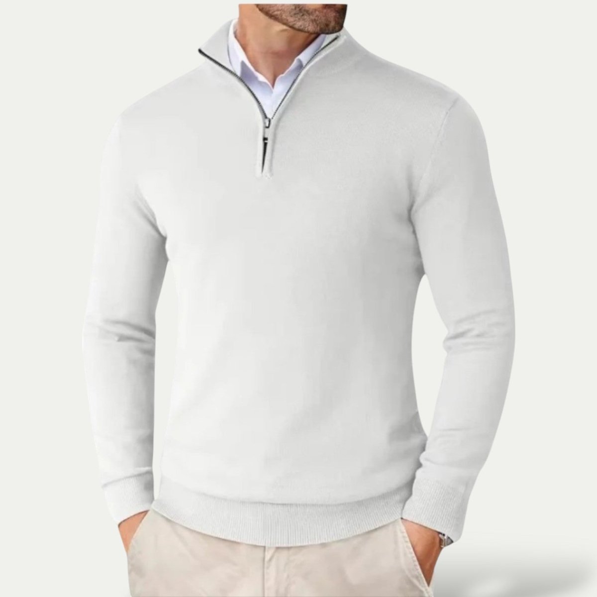 Mens Half Zip Pullover Sweater For Casual Long Sleeve Comfort - Nalani - UK Fashion Clothing and Decor