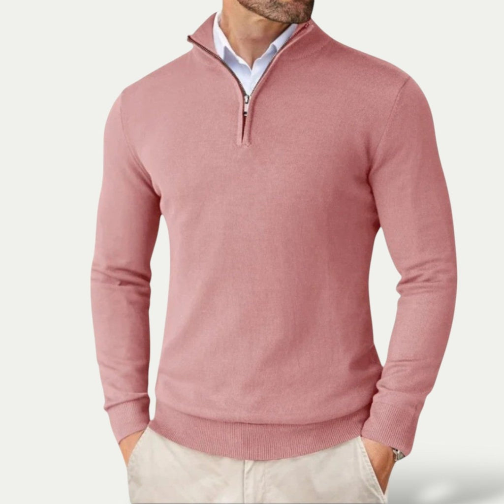 Mens Half Zip Pullover Sweater For Casual Long Sleeve Comfort - Nalani - UK Fashion Clothing and Decor