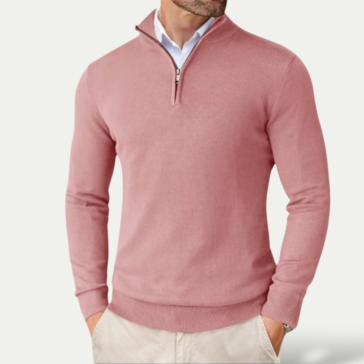 Mens Half Zip Pullover Sweater For Casual Long Sleeve Comfort - Nalani - UK Fashion Clothing and Decor