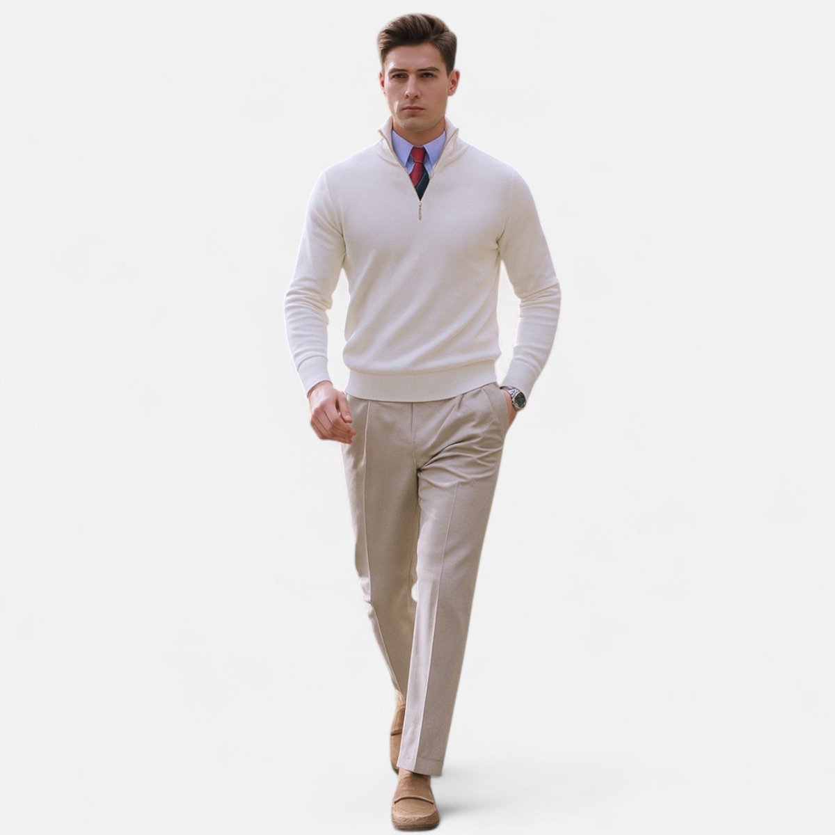 Mens Half Zip Sweater Classic Tailored Knit Smart Casual Layer - Nalani - UK Fashion Clothing and Decor