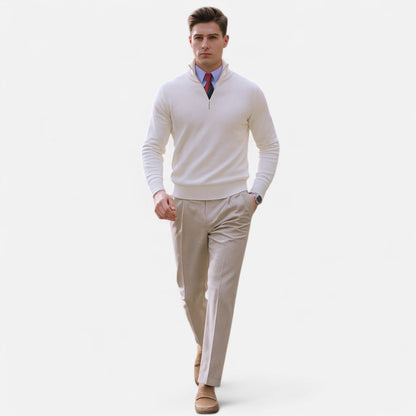 Mens Half Zip Sweater Classic Tailored Knit Smart Casual Layer - Nalani - UK Fashion Clothing and Decor