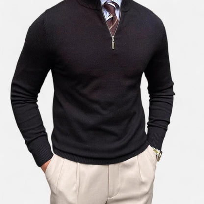 Mens Half Zip Sweater Classic Tailored Knit Smart Casual Layer - Nalani - UK Fashion Clothing and Decor