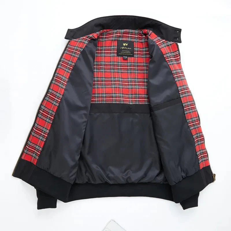 Mens Harrington Zip Front Jacket With Stand Collar Bomber Style - Nalani - UK Fashion Clothing and Decor