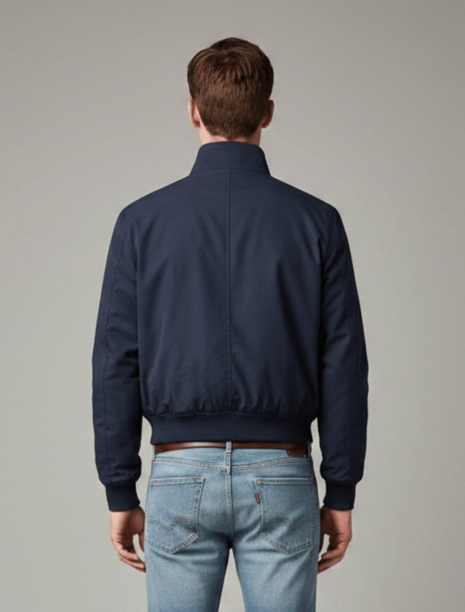 Mens Harrington Zip Front Jacket With Stand Collar Bomber Style - Nalani - UK Fashion Clothing and Decor