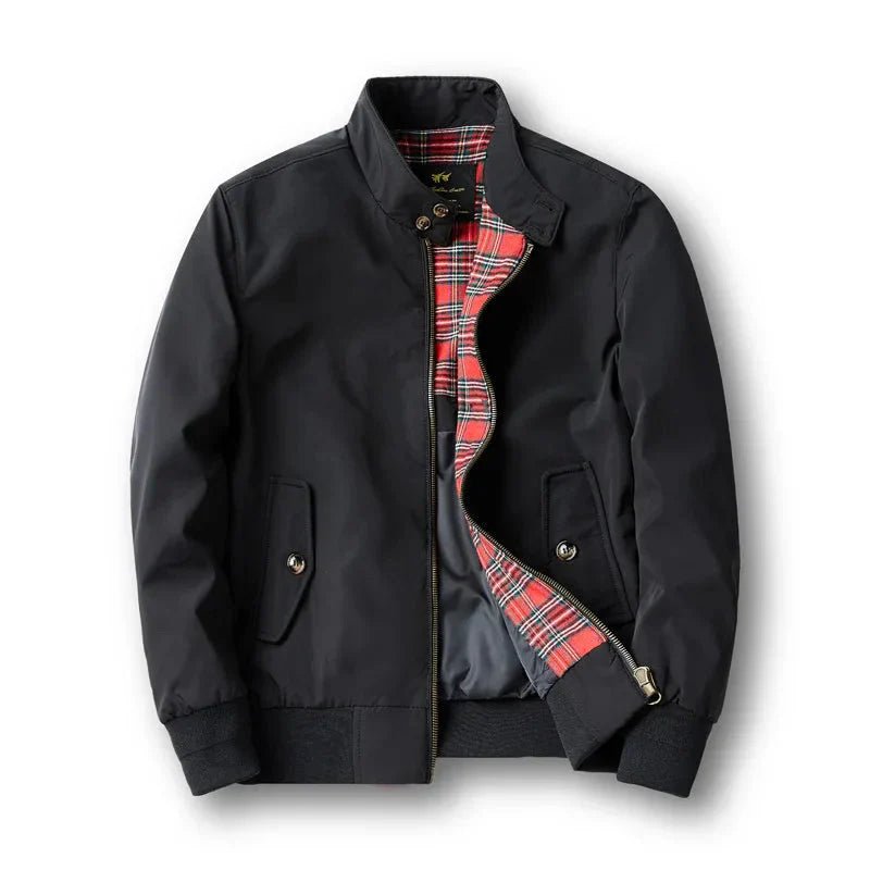 Mens Harrington Zip Front Jacket With Stand Collar Bomber Style - Nalani - UK Fashion Clothing and Decor