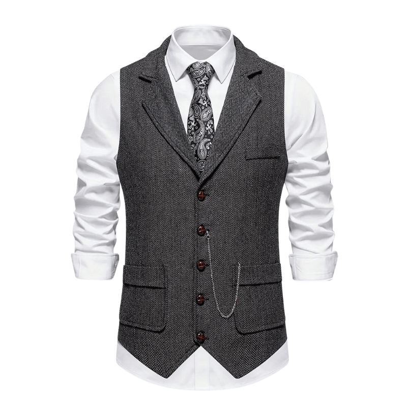 Men’s Herringbone Waistcoat – All-Season With Refined Tailoring - Nalani - Fashion Clothing and Decor