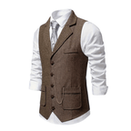 Men’s Herringbone Waistcoat – All-Season With Refined Tailoring - Nalani - Fashion Clothing and Decor