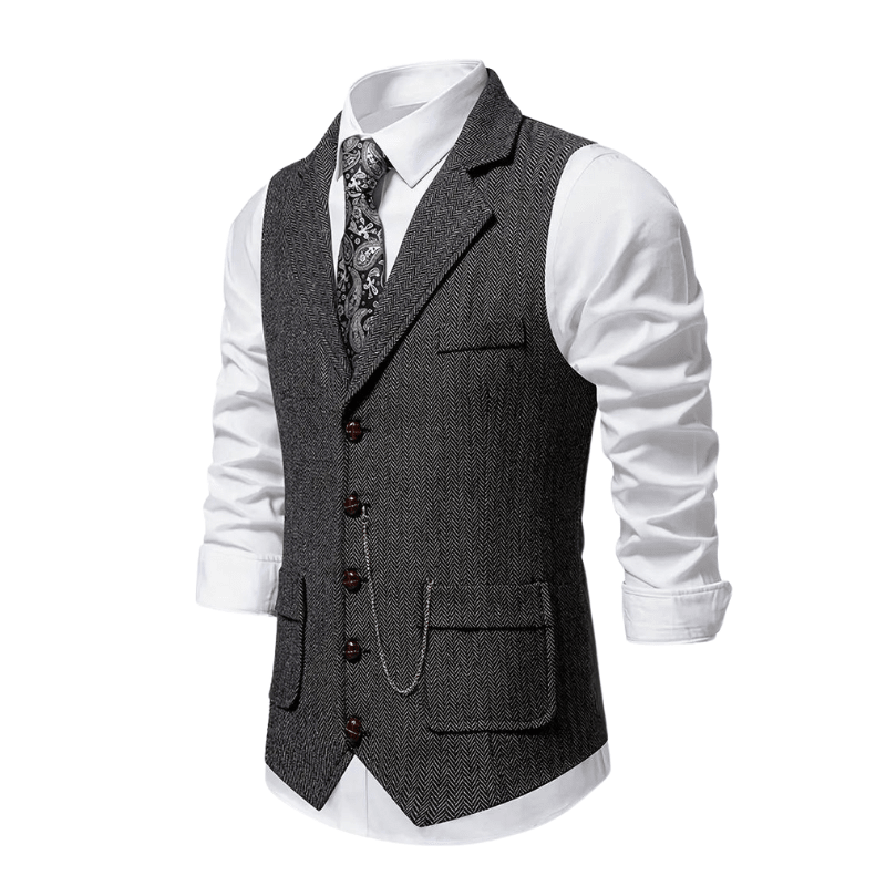 Men’s Herringbone Waistcoat – All-Season With Refined Tailoring - Nalani - Fashion Clothing and Decor