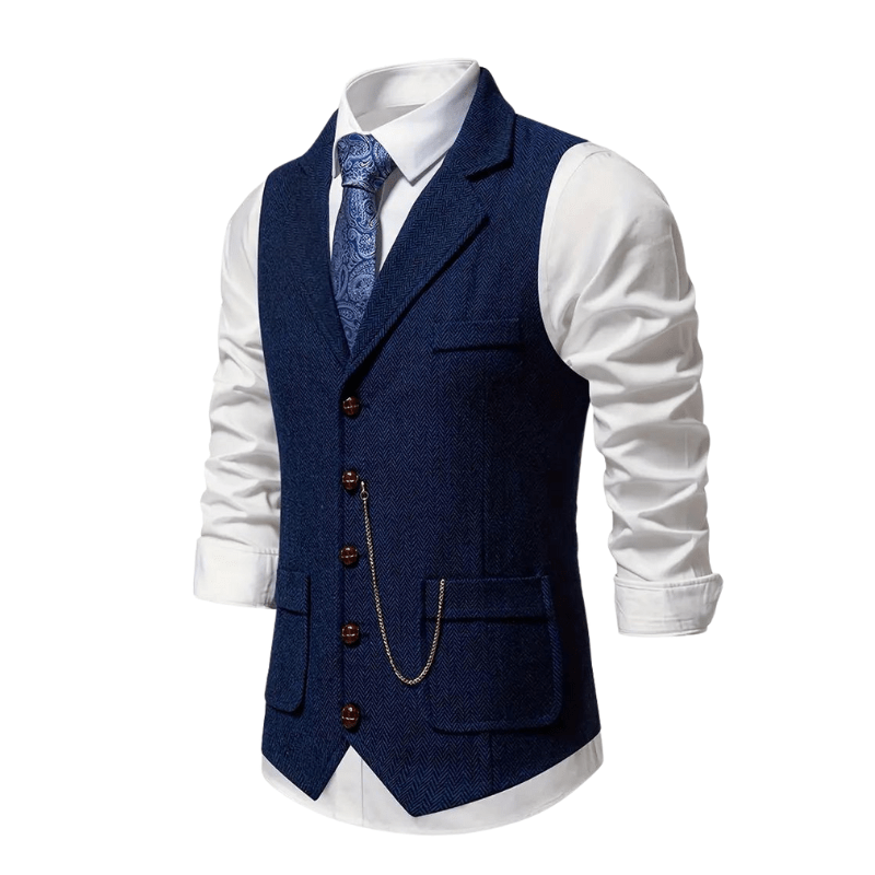 Men’s Herringbone Waistcoat – All-Season With Refined Tailoring - Nalani - Fashion Clothing and Decor
