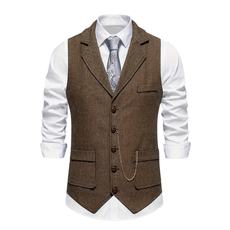 Men’s Herringbone Waistcoat – All-Season With Refined Tailoring - Nalani - Fashion Clothing and Decor