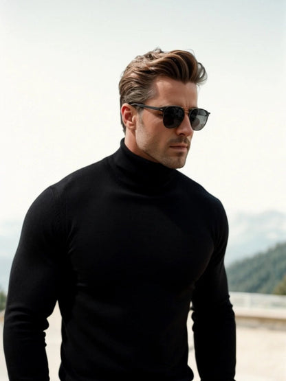 Mens High Neck Knitwear Sweater For Layering Essentials - Nalani - UK Fashion Clothing and Decor