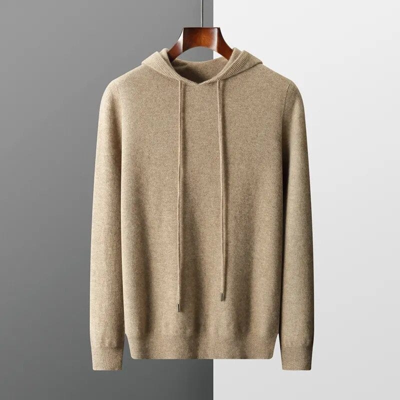 Men's Hoodie Sweater With Minimalist Knit And Drawstring Hood - Nalani - UK Fashion Clothing and Decor