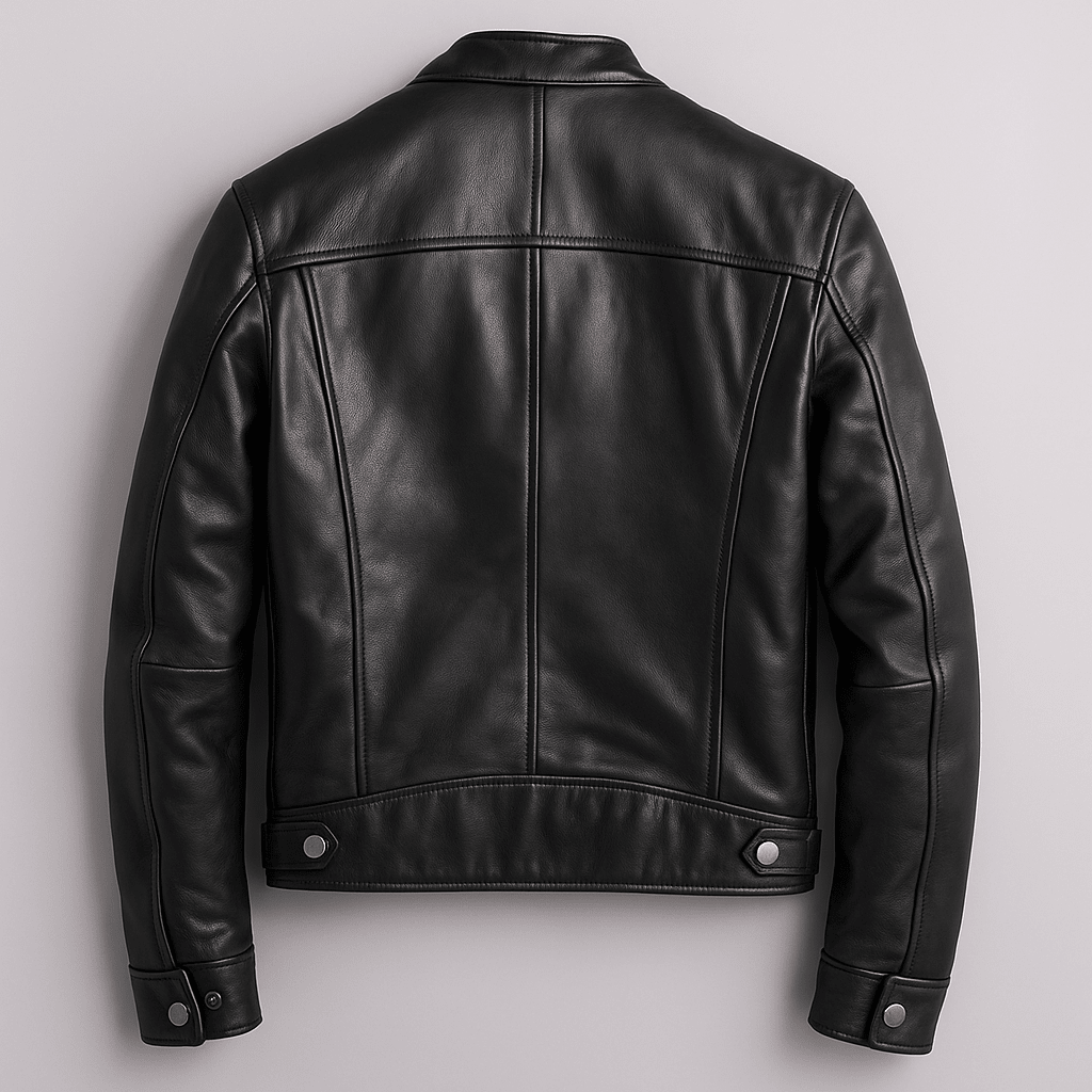 Men's Leather Jacket - Vintage Vegan Leather Zip Jacket with Pockets - Nalani - Fashion Clothing and Decor