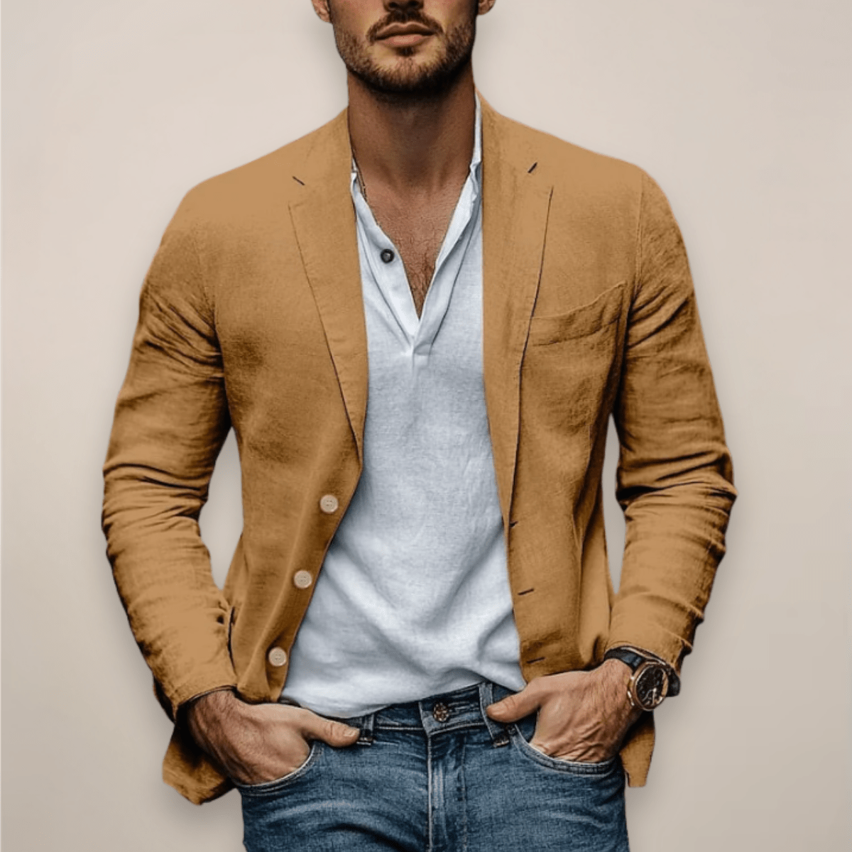Men's Lightweight Linen Blazer Breathable Summer Style - Nalani - UK Fashion Clothing and Decor