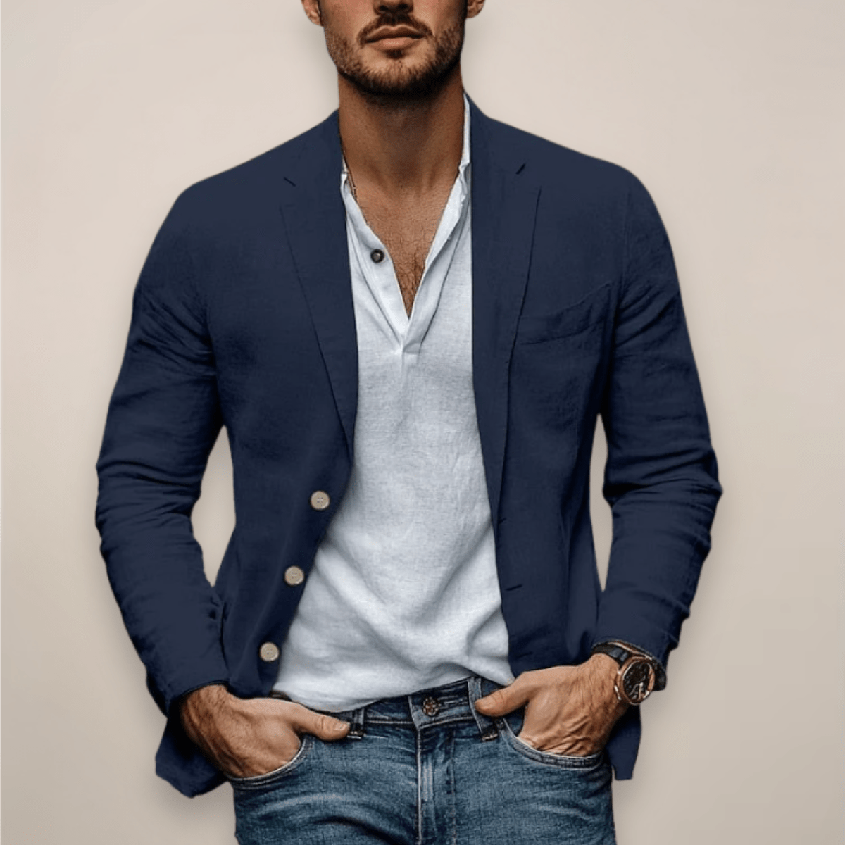 Men's Lightweight Linen Blazer Breathable Summer Style - Nalani - UK Fashion Clothing and Decor