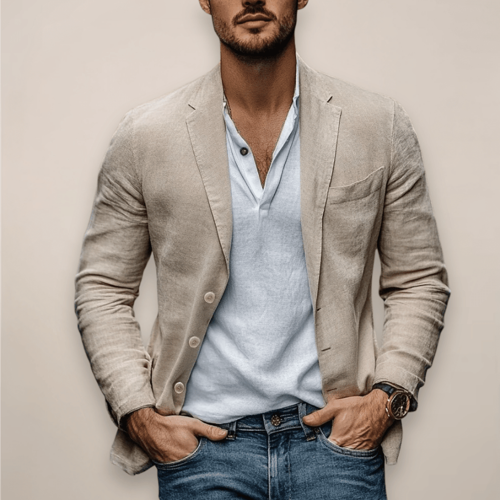 Men's Lightweight Linen Blazer Breathable Summer Style - Nalani - UK Fashion Clothing and Decor