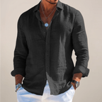 Men’s Linen Casual Long Sleeve Shirt – Solid Colour Button-Up in Multiple Shades - Nalani - Fashion Clothing and Decor