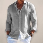 Men’s Linen Casual Long Sleeve Shirt – Solid Colour Button-Up in Multiple Shades - Nalani - Fashion Clothing and Decor