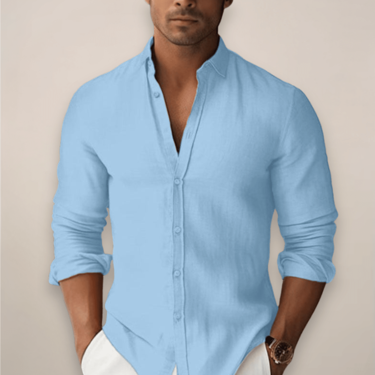 Men’s Linen Summer Shirt – Short Sleeve Casual Button-Up Breathable - Nalani - Fashion Clothing and Decor