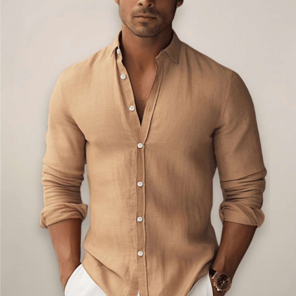 Men’s Linen Summer Shirt – Short Sleeve Casual Button-Up Breathable - Nalani - Fashion Clothing and Decor