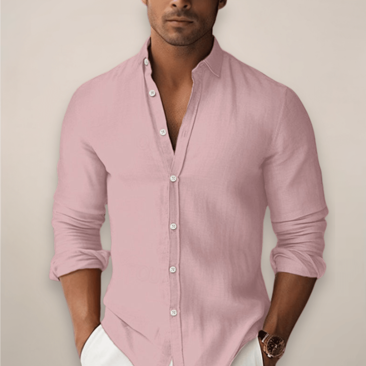 Men’s Linen Summer Shirt – Short Sleeve Casual Button-Up Breathable - Nalani - Fashion Clothing and Decor