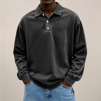 Mens Long Sleeve Polo Shirt Relaxed Fit Smart Casual Essential - Nalani - UK Fashion Clothing and Decor